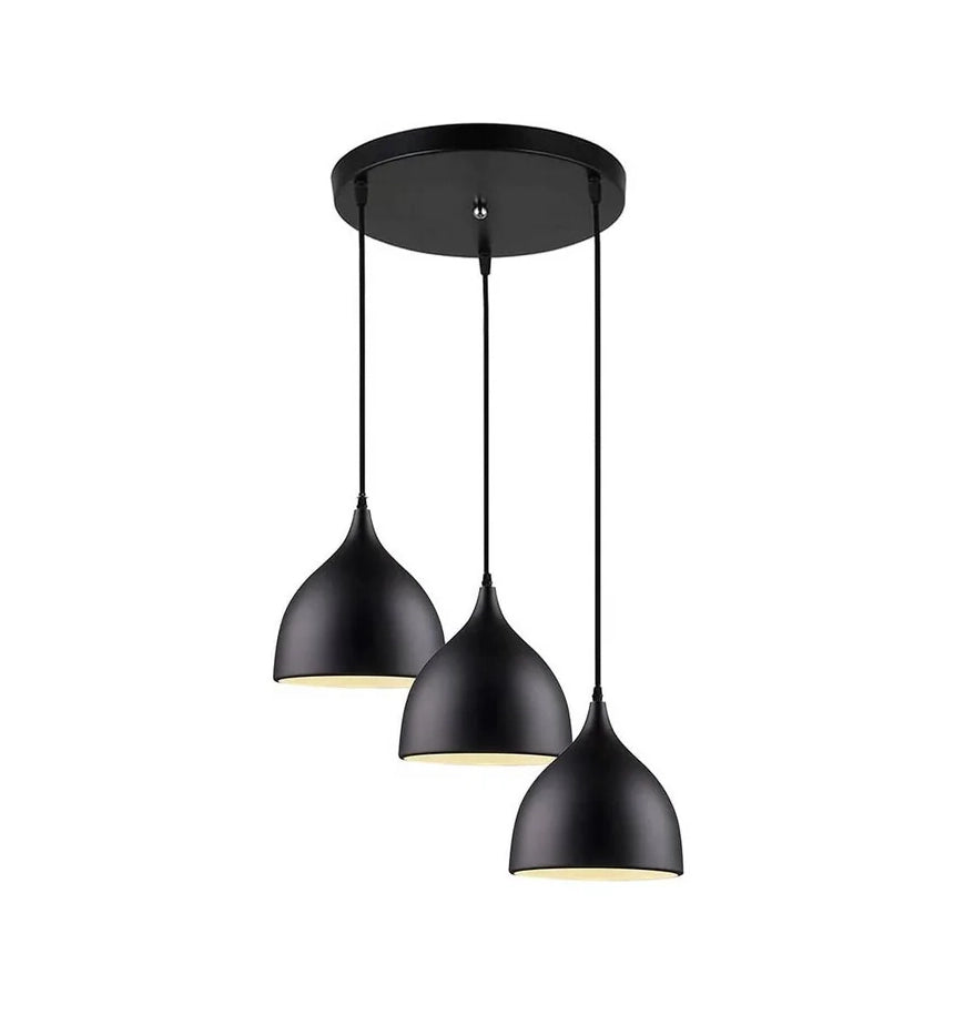 Lámpara Colgante Nórdica Moderna Luz De Techo 3 Cabezas Negro