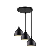 Lámpara Colgante Nórdica Moderna Luz De Techo 3 Cabezas Negro