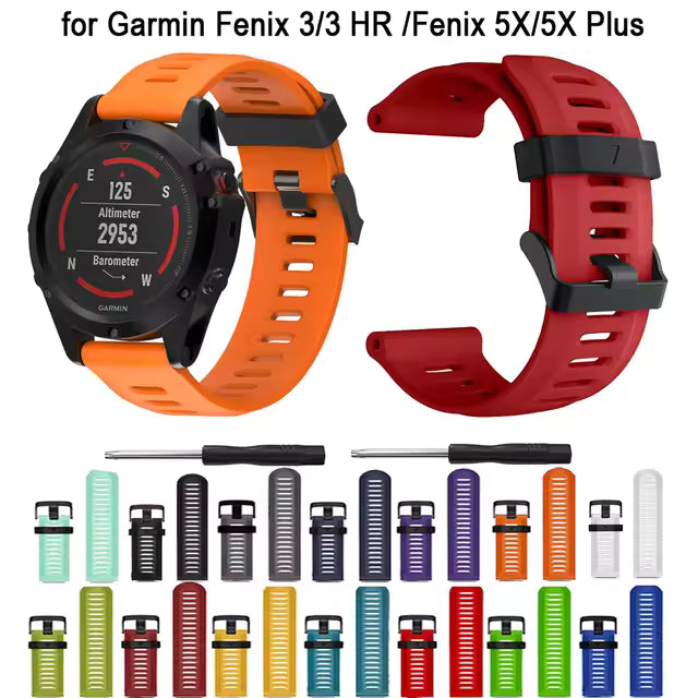 correa silicona garmin fenix 5x / 5x plus / 6x / 6x pro 3 3hr 26mm