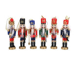 Set 6 Soldados Cascanueces Navideños De Madera 12cm /navidad