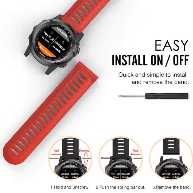 correa silicona garmin fenix 5x / 5x plus / 6x / 6x pro 3 3hr 26mm