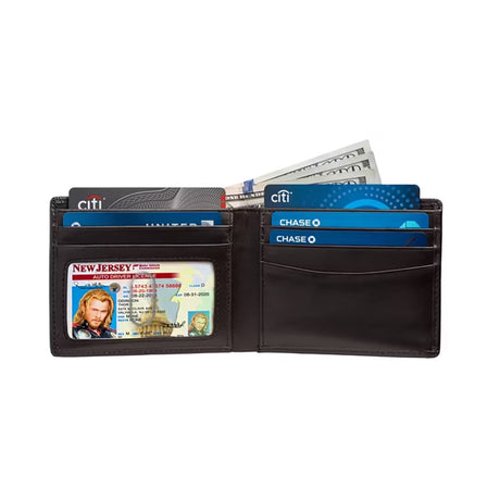 Claasico Billetera Bifold RFID de Cuero Genuino – Slim para Hombre con Caja de Regalo
