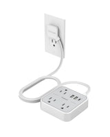 Regleta Eléctrica TESSAN con Enchufe Plano, 4 Tomas AC y 3 Puertos USB (1 USB-C + 2 USB-A)