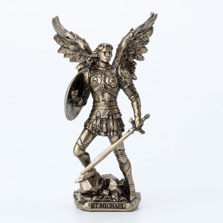 Mini Estatua San Miguel Arcángel Acabado Bronce 4,1" WU77676AP