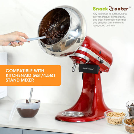 AIEVE Snack Coater Silver – Accesorio para Recubrir Snacks con Chocolate para Batidora KitchenAid