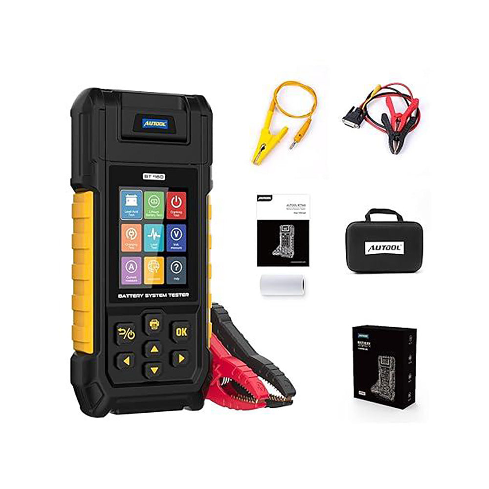 AUTOOL BT960 Probador de Baterías Automotrices 12V/24V con Impresora Térmica, Pantalla LCD y Análisis de Baterías de Litio