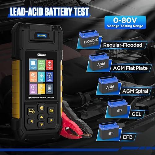AUTOOL BT960 Probador de Baterías Automotrices 12V/24V con Impresora Térmica, Pantalla LCD y Análisis de Baterías de Litio