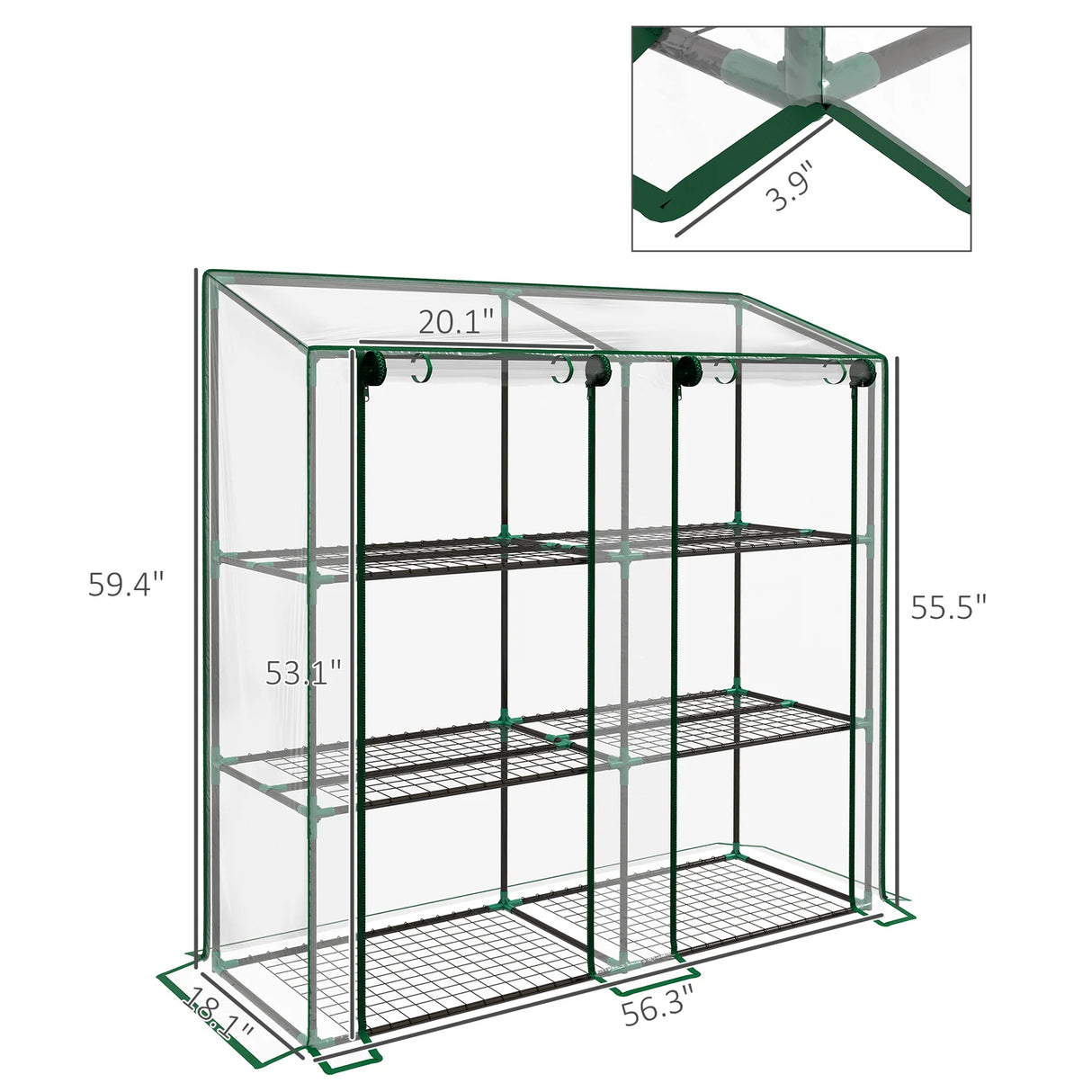 Invernadero Portátil Outsunny Tipo Lean-To con 6 Repisas | Cubierta PE | 143 × 46 × 151 cm