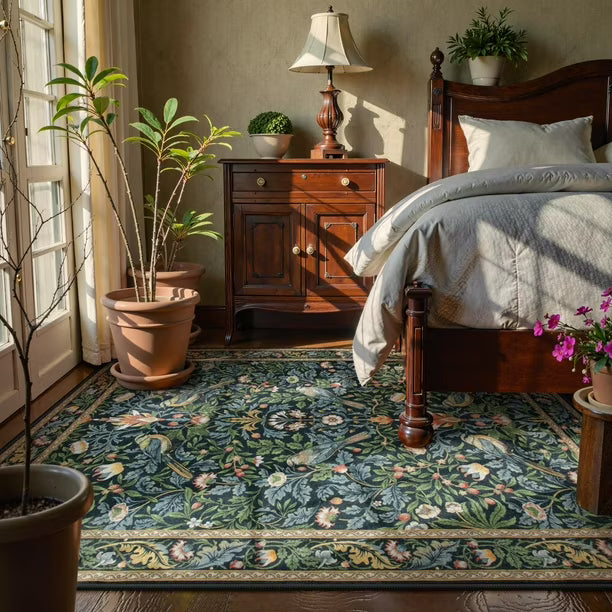 Alfombra Morebes Bohemia Floral 150 x 210 cm Azul Marino