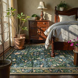 Alfombra Morebes Bohemia Floral 150 x 210 cm Azul Marino