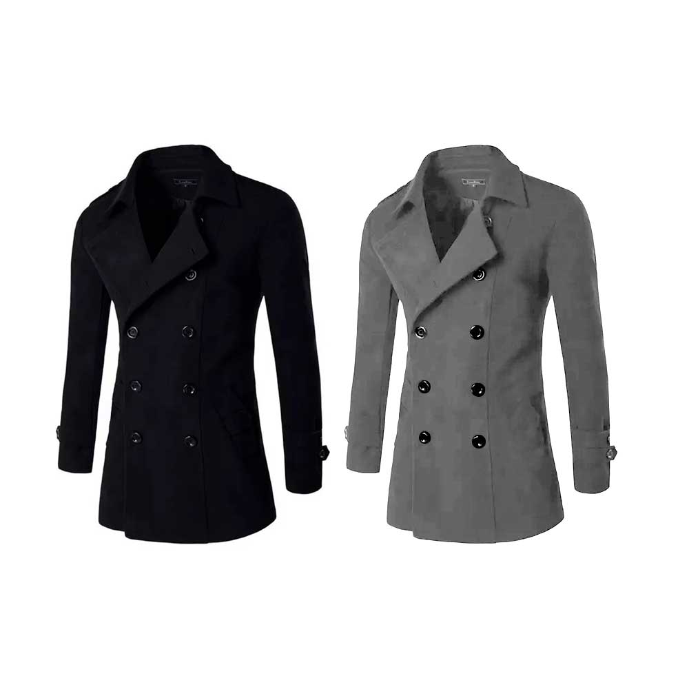 Chaquetón Clásico Para Hombre Cruzado lana sintetica