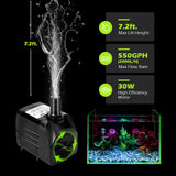 Growneer Bomba Sumergible 550GPH 30W 2000L/H 110V