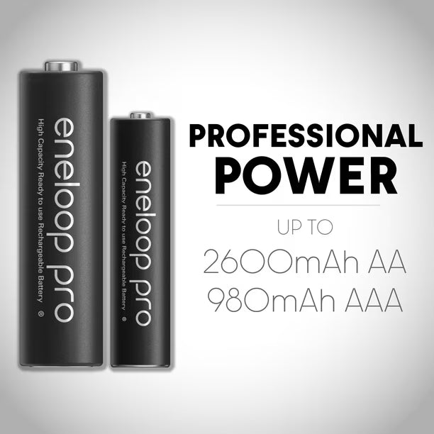 Cargador de batería Panasonic K-KJ55K3A4BA con 4AAA eneloop pro