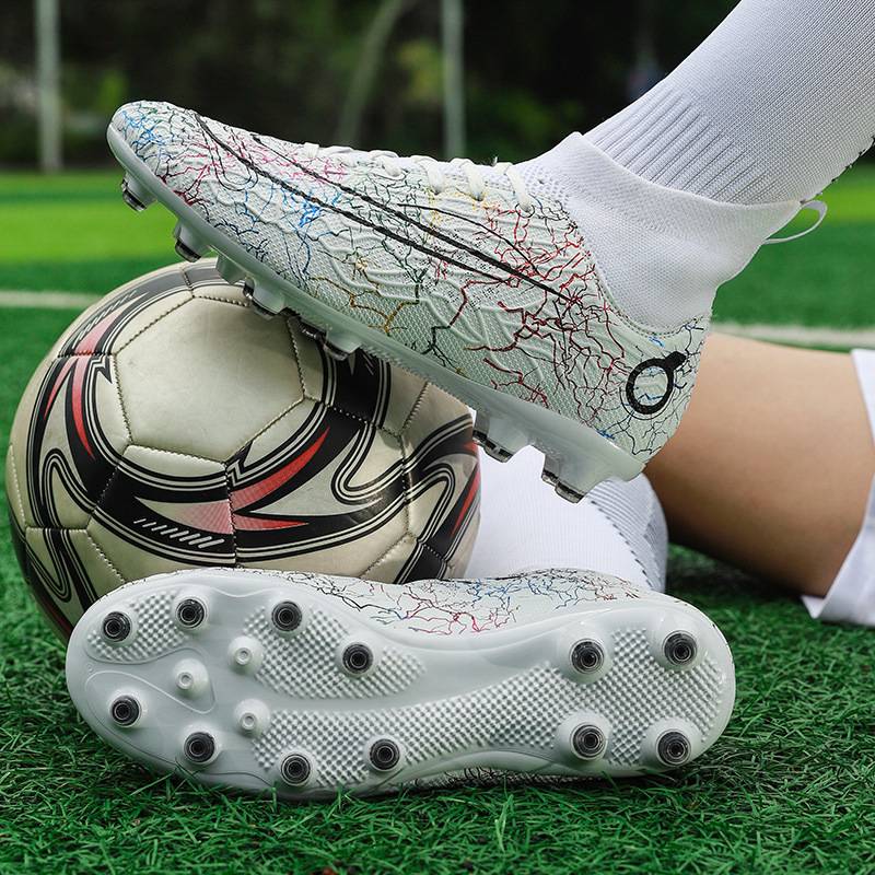 Botas de fútbol Zapatos de fútbol Turf Hightop AG para hombre-Blanco. –