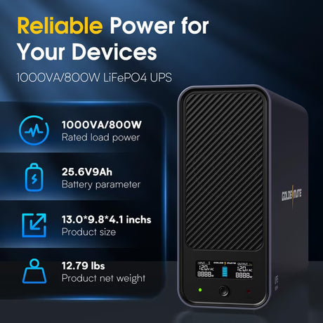UPS GoldenMate 1000VA / 800W LiFePO4 con Onda Sinusoidal Pura 120V