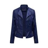 Chaqueta De EcoCuero De Las Mujeres Slim Abrigo Biker Traje