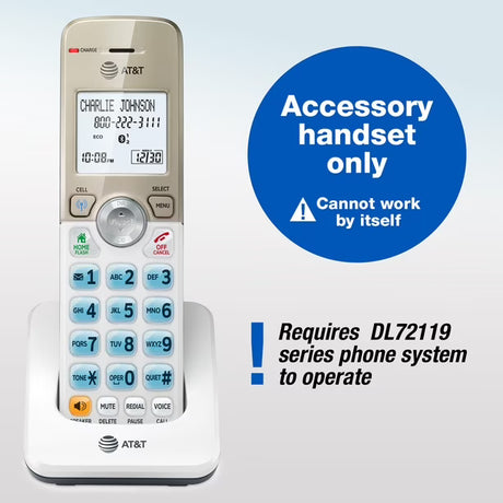 Accesorio de Teléfono Inalámbrico AT&T DL70019 con Bluetooth y Bloqueo de Llamadas | Auricular Adicional DECT 6.0 110V