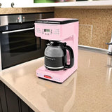 Cafetera Programable Nostalgia Retro 12 Tazas LED Rosa | Nueva | 120V