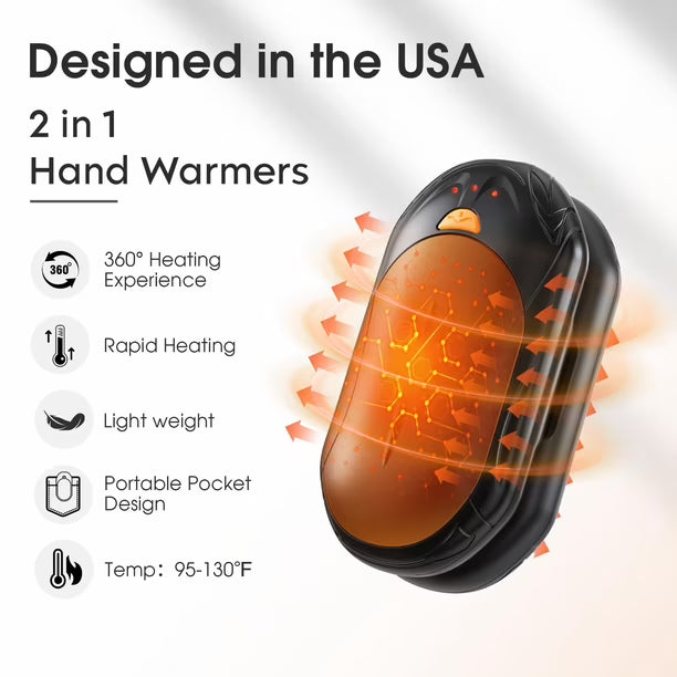 Calentadores de Manos Recargables UNIHAND | Pack de 2 | 6000 mAh | Hasta 20 Horas de Calor