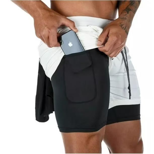 Short Gimnasio Licra Bolsillo Poliester Hombre