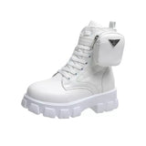 Botas Cortas para Mujer con Plataforma | Hebillas Decorativas y Bolsillo Lateral | Estilo Biker