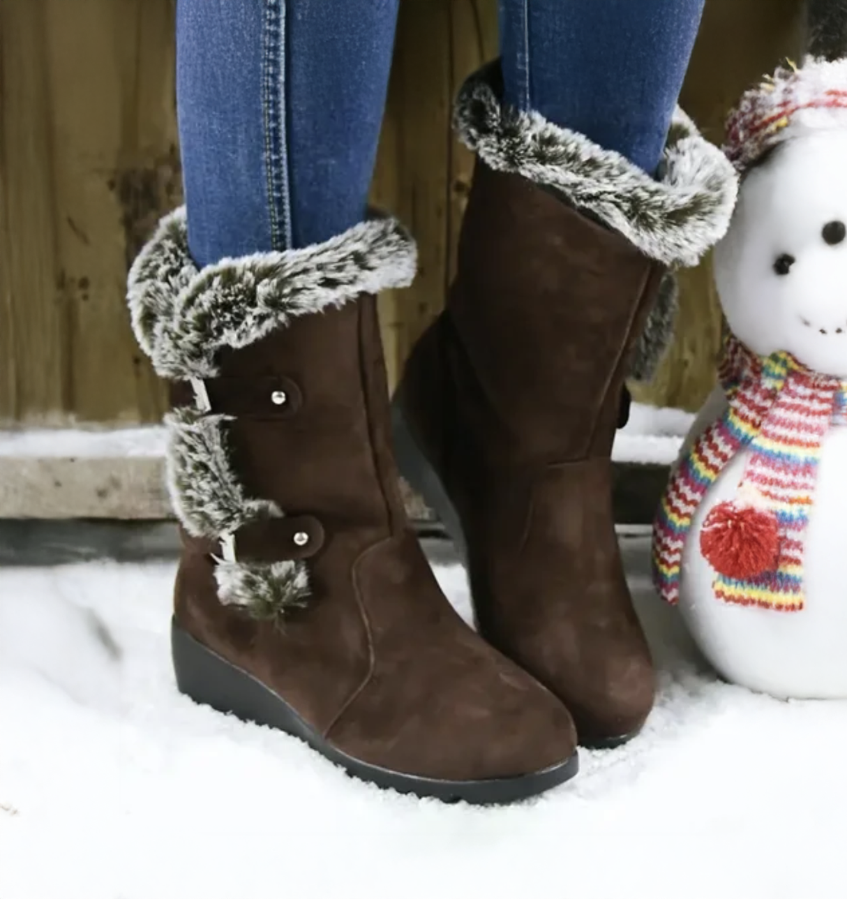 Botas de nieve altas para mujer para invierno - Khaki