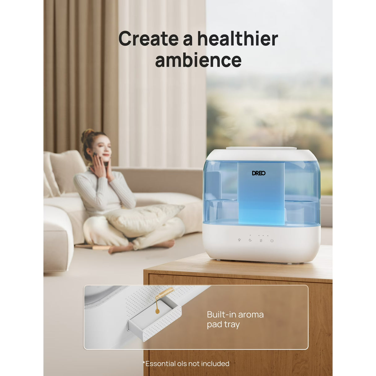 Humidificador Ultrasónico Dreo 4L | Difusor de Aromas | Luz Nocturna | Producto Nuevo