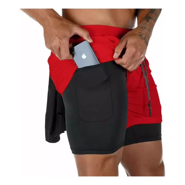 Short Gimnasio Licra Bolsillo Poliester Hombre
