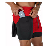 Short Gimnasio Licra Bolsillo Poliester Hombre
