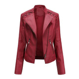 Chaqueta De EcoCuero De Las Mujeres Slim Abrigo Biker Traje