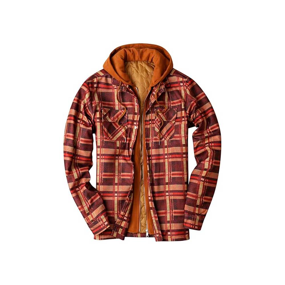 Chaqueta con capucha Plaid Loose