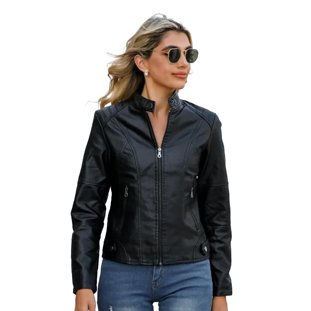 Chaqueta de Ecocuero Biker Slim Mujer | Estilo Motociclista Urbano Premium