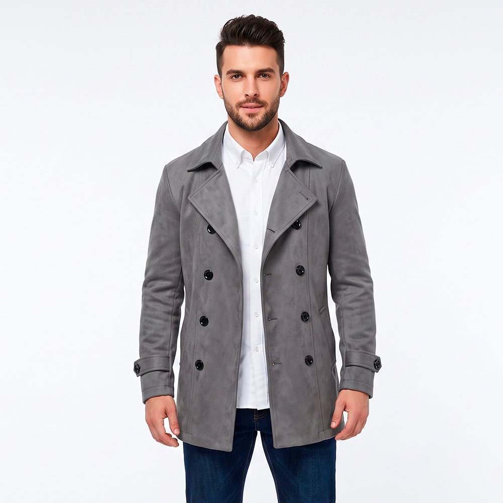 Chaquetón Clásico para Hombre Cruzado | Lana Sintética | Abrigo Elegante de Invierno