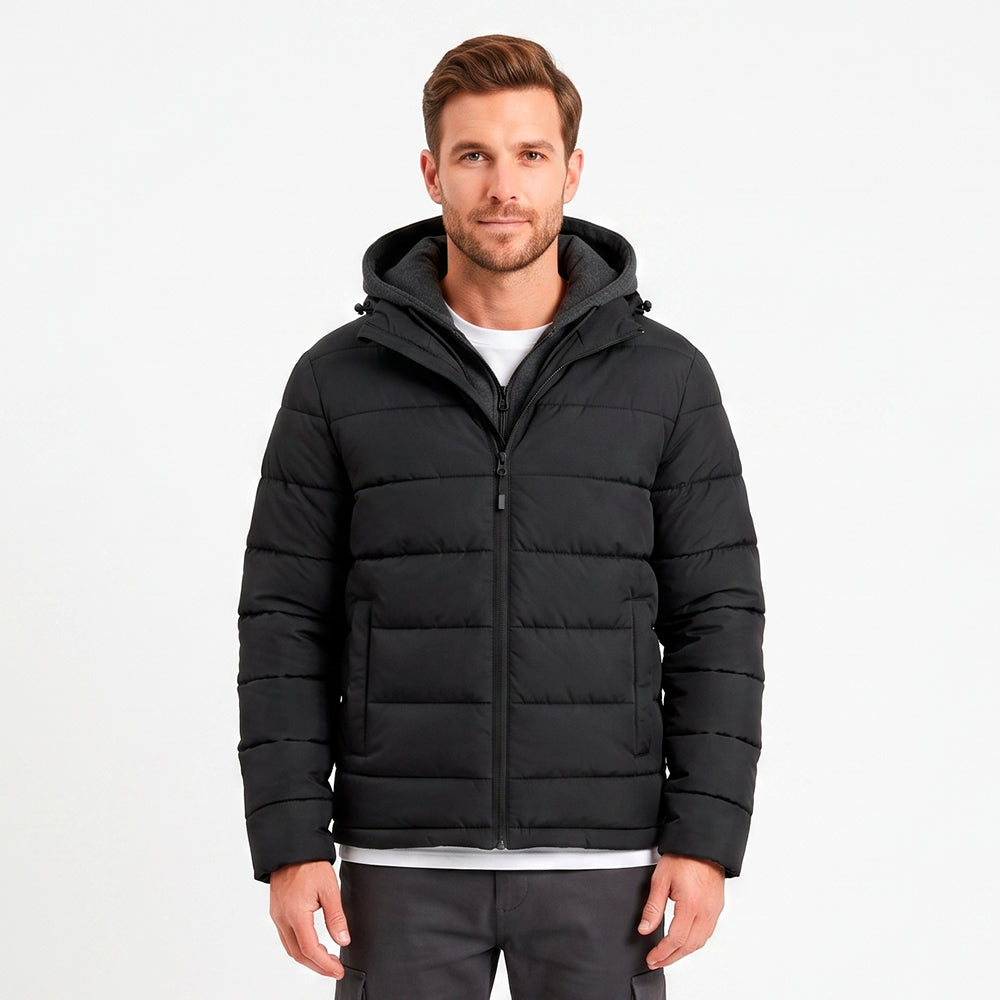 Chaqueta Acolchada Gruesa y Cálida con Capucha para Hombre | Abrigo Holgado de Invierno