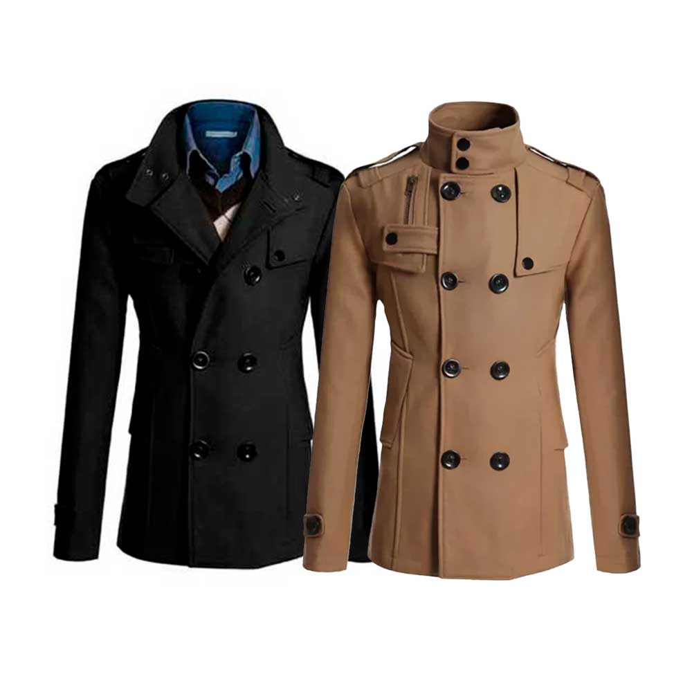 Abrigo Estilo Británico Hombre doble Informal Ajustado