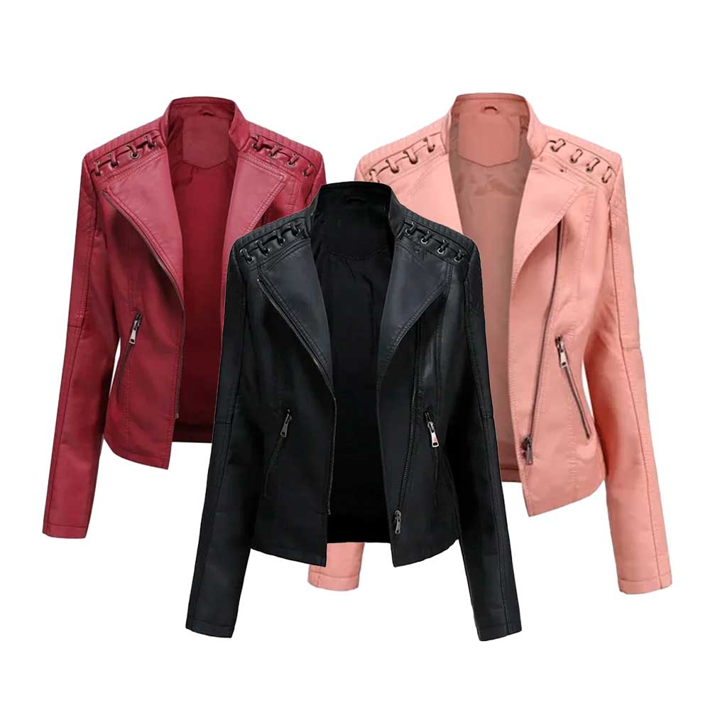 Chaqueta PU Mujer Ecocuero Lazos