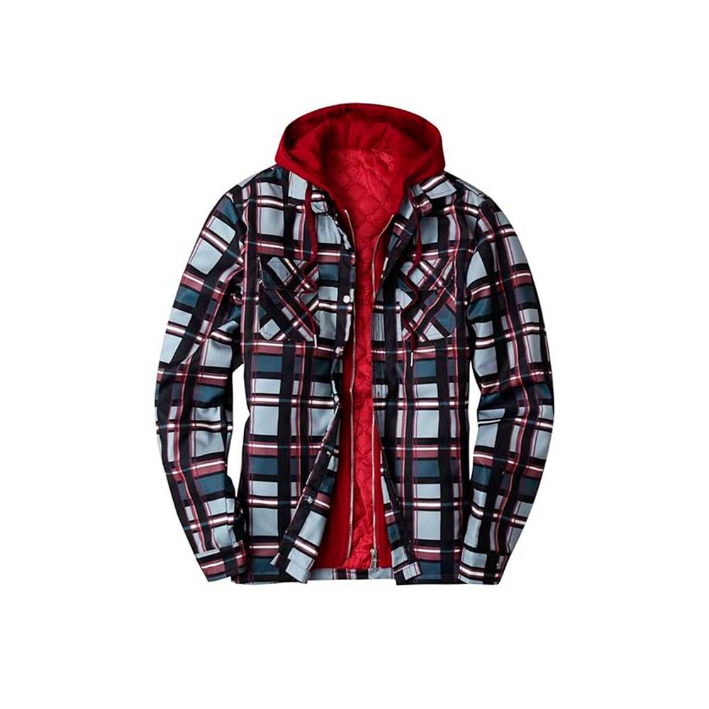 Chaqueta con capucha Plaid Loose