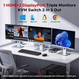 Switch KVM UGREEN para 3 Monitores y 2 Computadores | 8K@60Hz | USB 3.0 | Producto Openbox