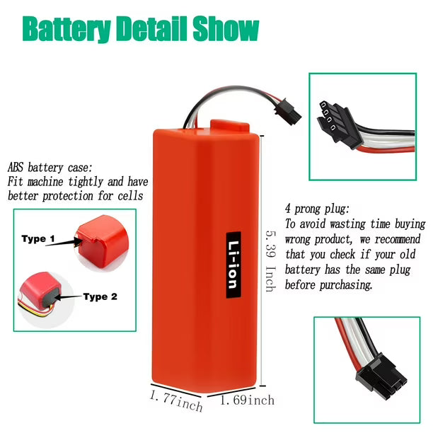 Batería Batruic 7200 mAh 14.4 V para Roborock S7 S6 S5 S4 Q7