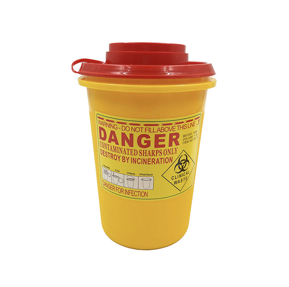 Pack de 3 Contenedores para Cortopunzantes Biohazard 1 Litro Redondos