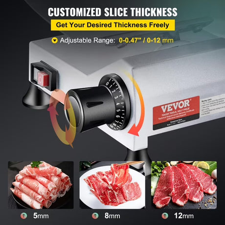 Cortadora de Carne Eléctrica Comercial VEVOR 10" 240W | Nueva | 120V
