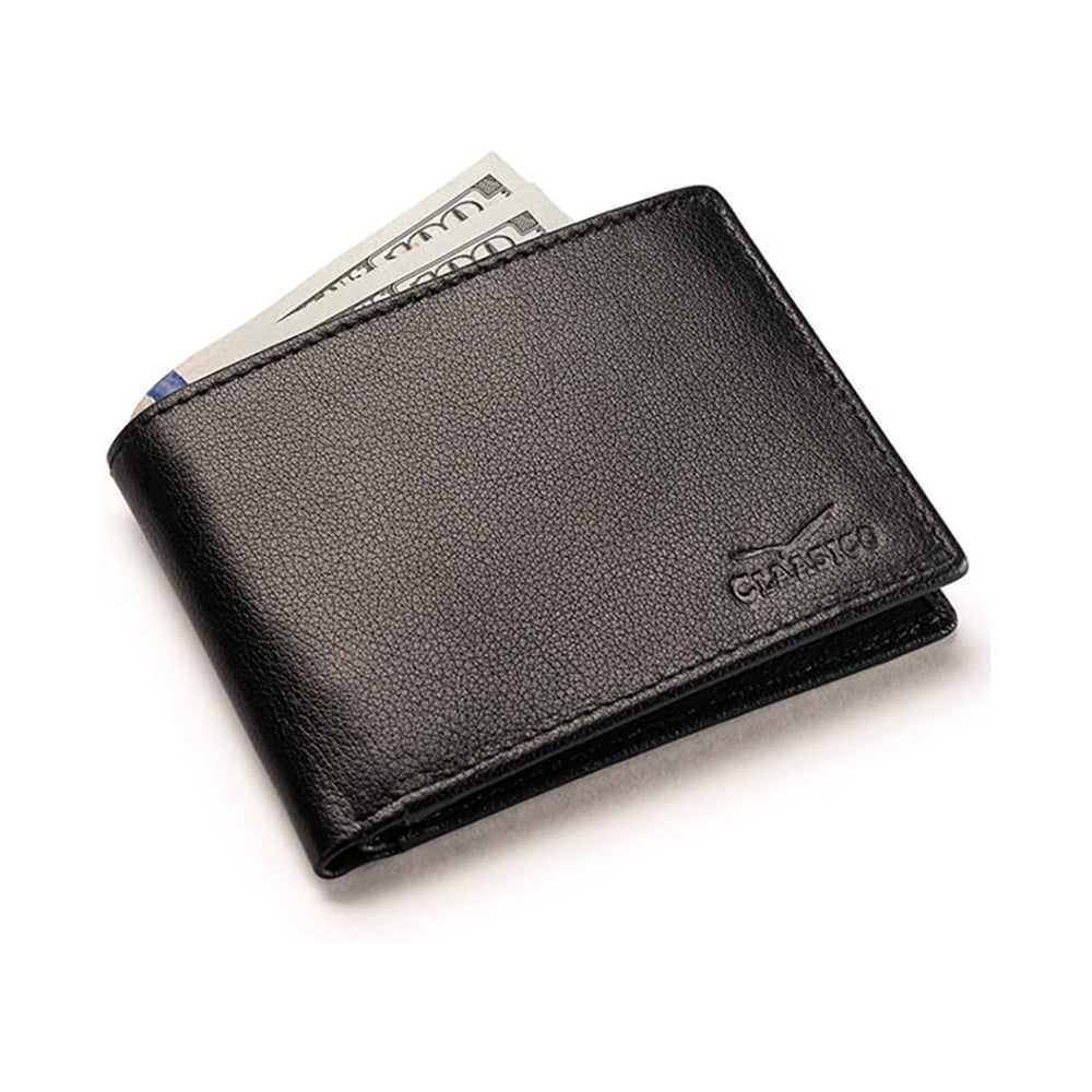 Claasico Billetera Bifold RFID de Cuero Genuino – Slim para Hombre con Caja de Regalo