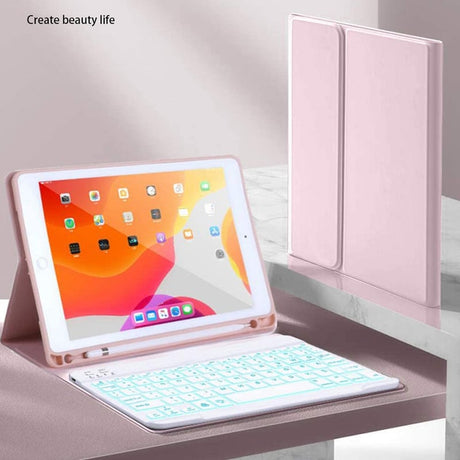 Funda con Ñ teclado retroiluminado y raton  para Xiaomi Pad 5/Pad5 pro - Rosado