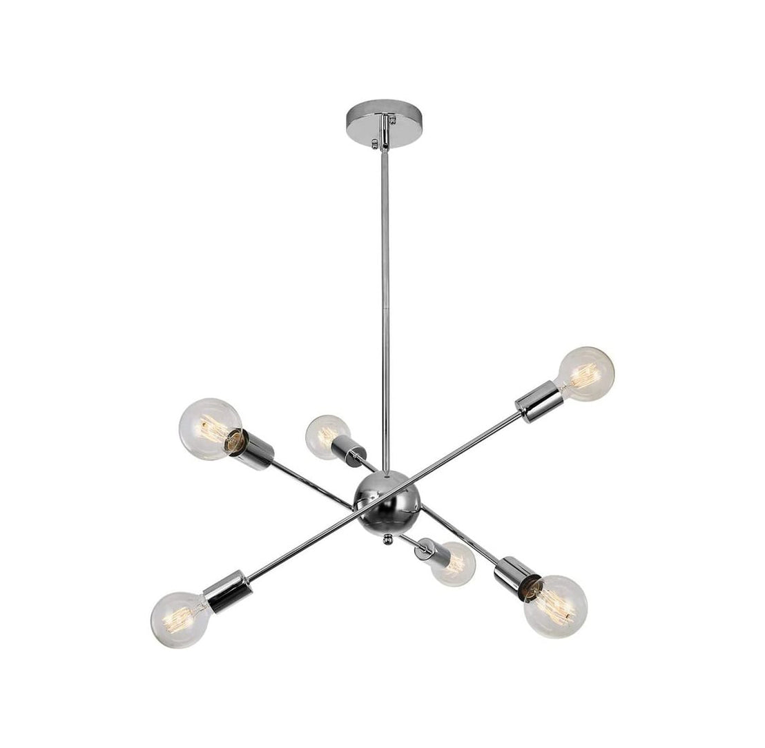 Lámparas de araña lujo iluminación colgante con 6 E27 plata