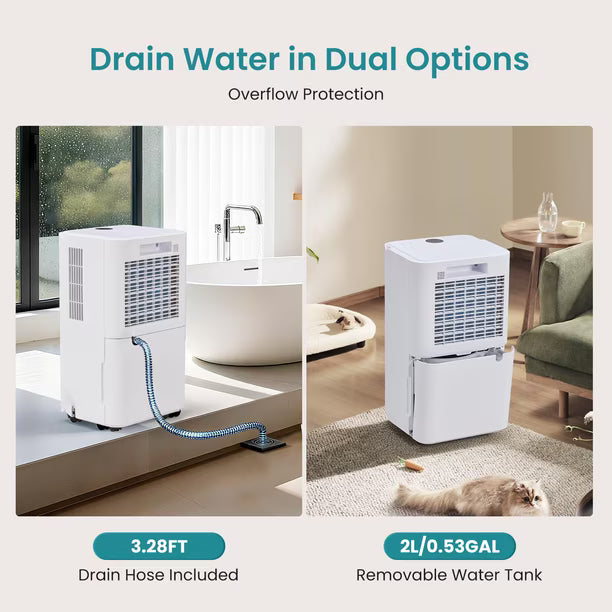 Deshumidificador OLIXIS 14 L/día 2 L 120V – 2.000 pies² con Drenaje Continuo