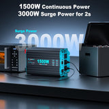 LANDERPOW Inversor de Onda Sinusoidal Pura 1500W – 12V DC a 120V AC