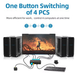 DGODRT KVM HDMI 4 Puertos USB 4K 30Hz – Para 4 Computadores