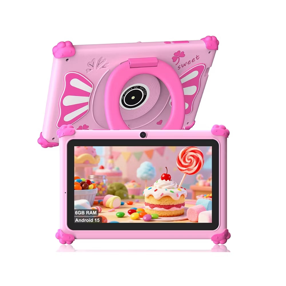 Tablet Infantil Ascrecem Kids de 7” Android 15, 6 GB RAM, 32 GB ROM, Rosa