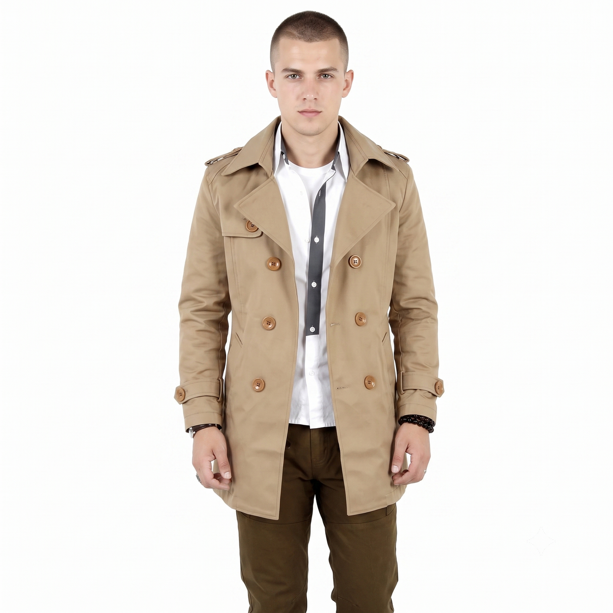 Gabardina Retro para Hombre J60612 | Abrigo Clásico de Lana Sintética | Estilo Ejecutivo