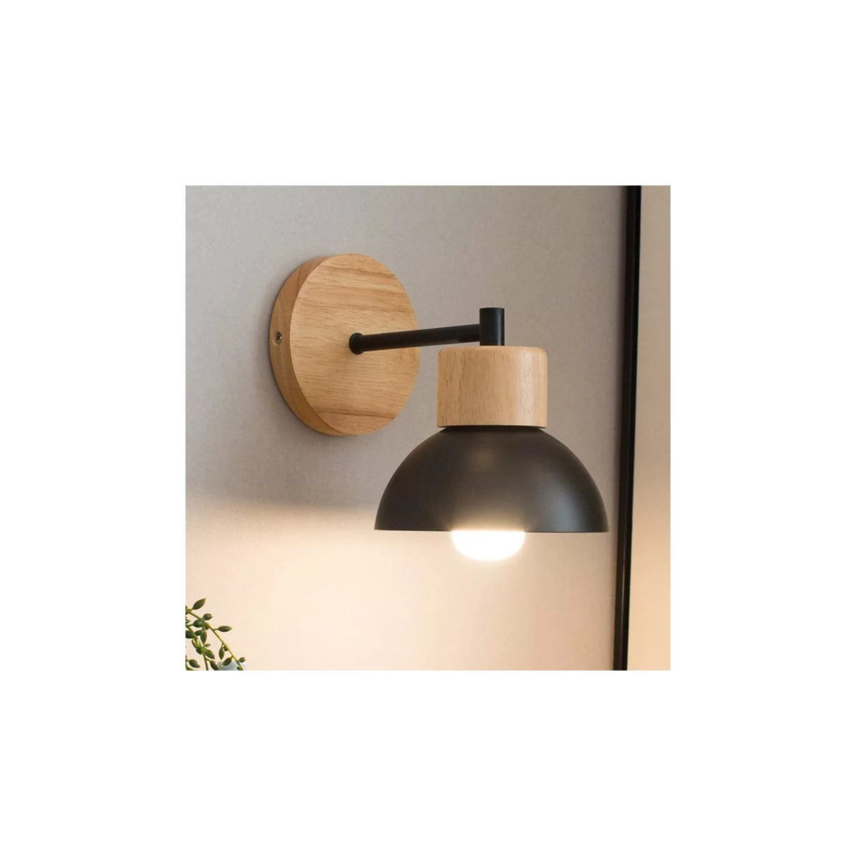 Moderno apliques de pared lámpara madera retro luz de pared e27 negro Openbox